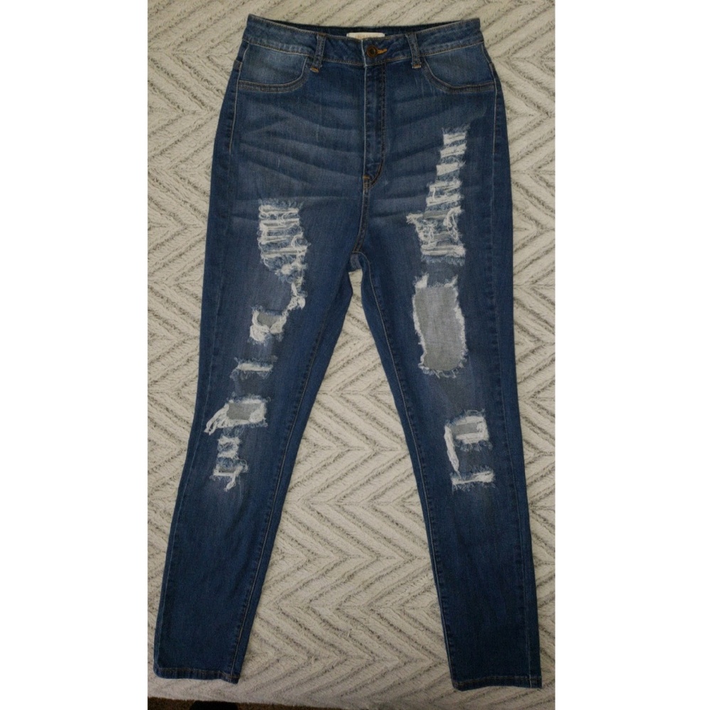 Aphrodite high rise distressed jeans medium wash